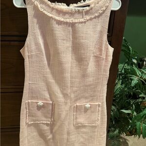 Karl Lagerfeld Sleeveless Pink Tweed Pocket Dress